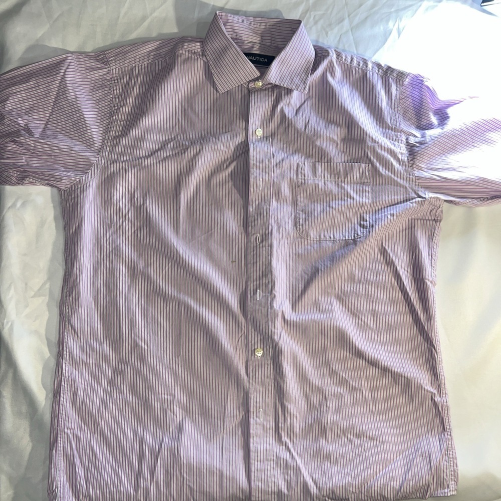 Nautica Shirt Men's 15 1/2 34/35 Cotton stripped Long Sleeve Button Down 148